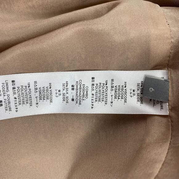 REED KRAKOFF Size 6 Pink & Silver Marbled Silk / Viscose Pencil Skirt - Picture 4 of 5